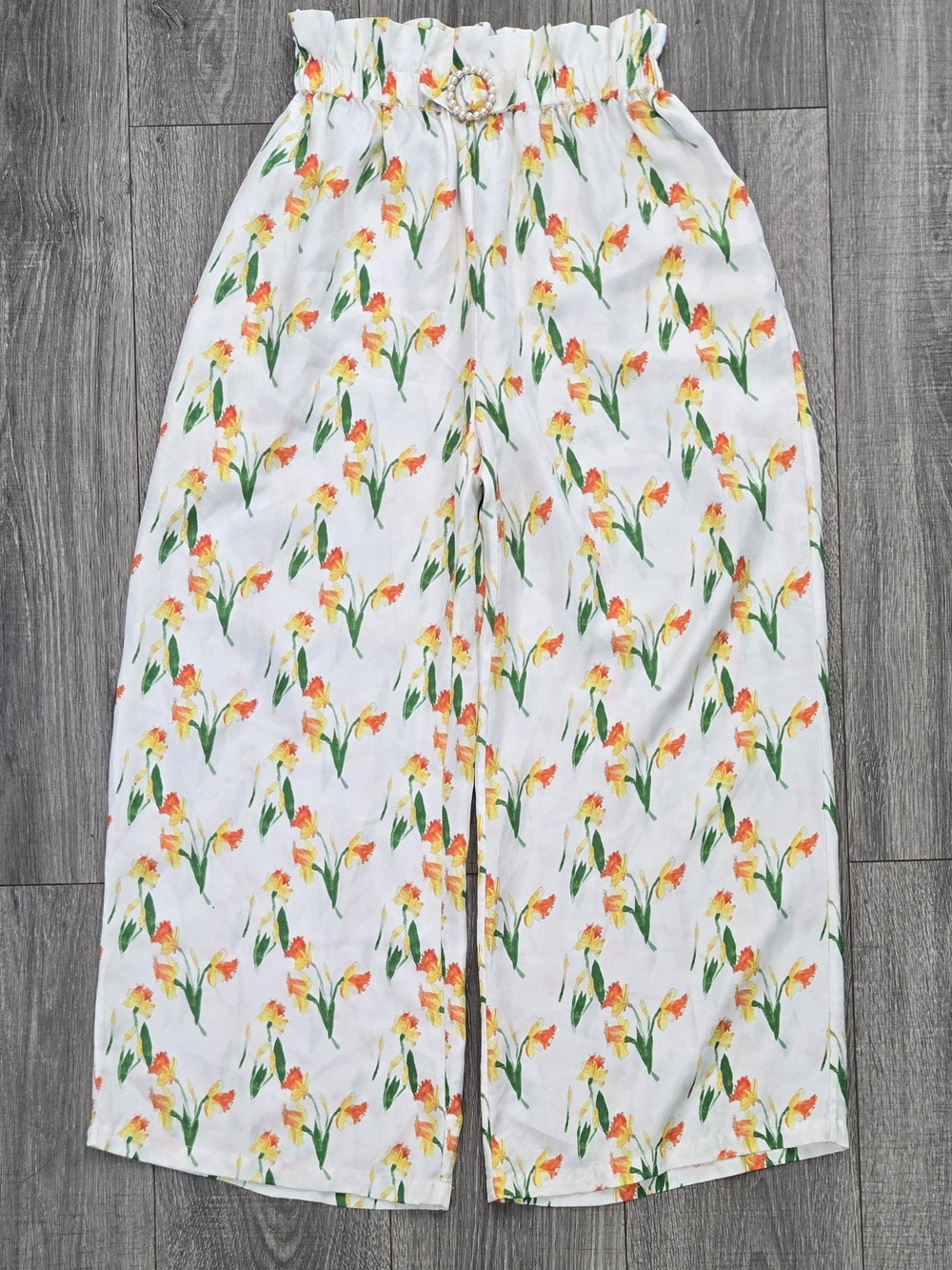 Rumere Atelier Women’s Size 36 Floral Paperbag Waist Wide Leg Pants. #570